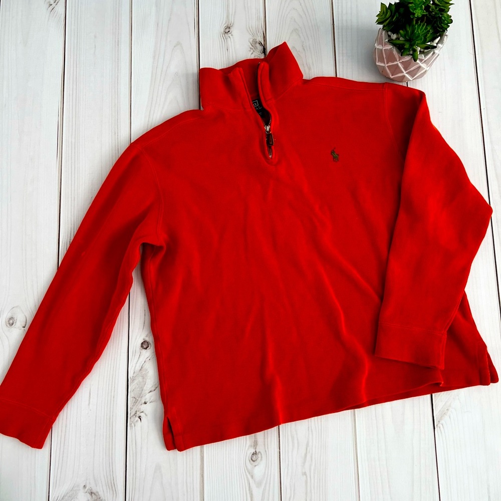 Men Warm Orange Pullover Sweater - image 1